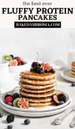 fluffy protein pancakes pin for Pinterest.
