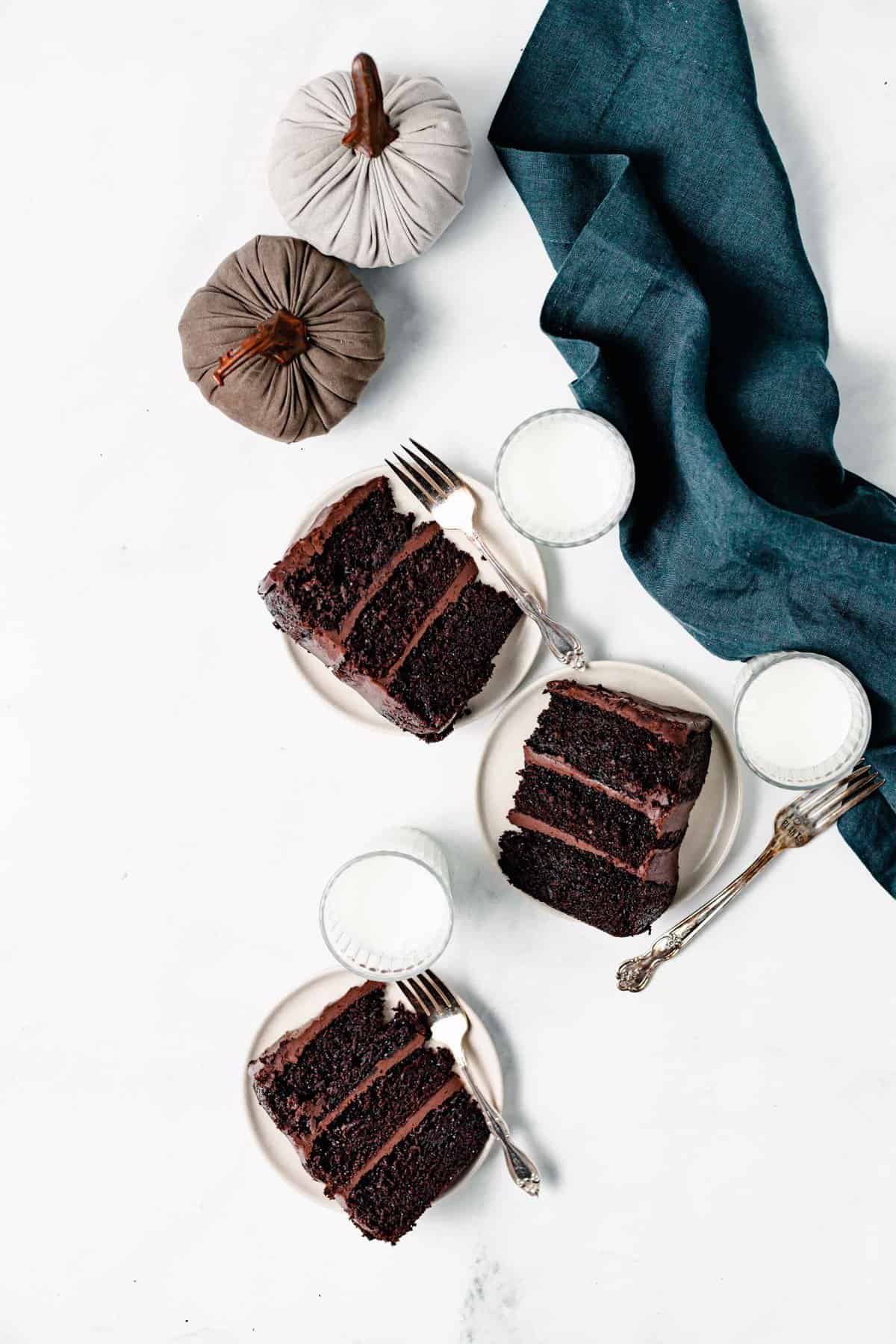 slices of chocolate cake