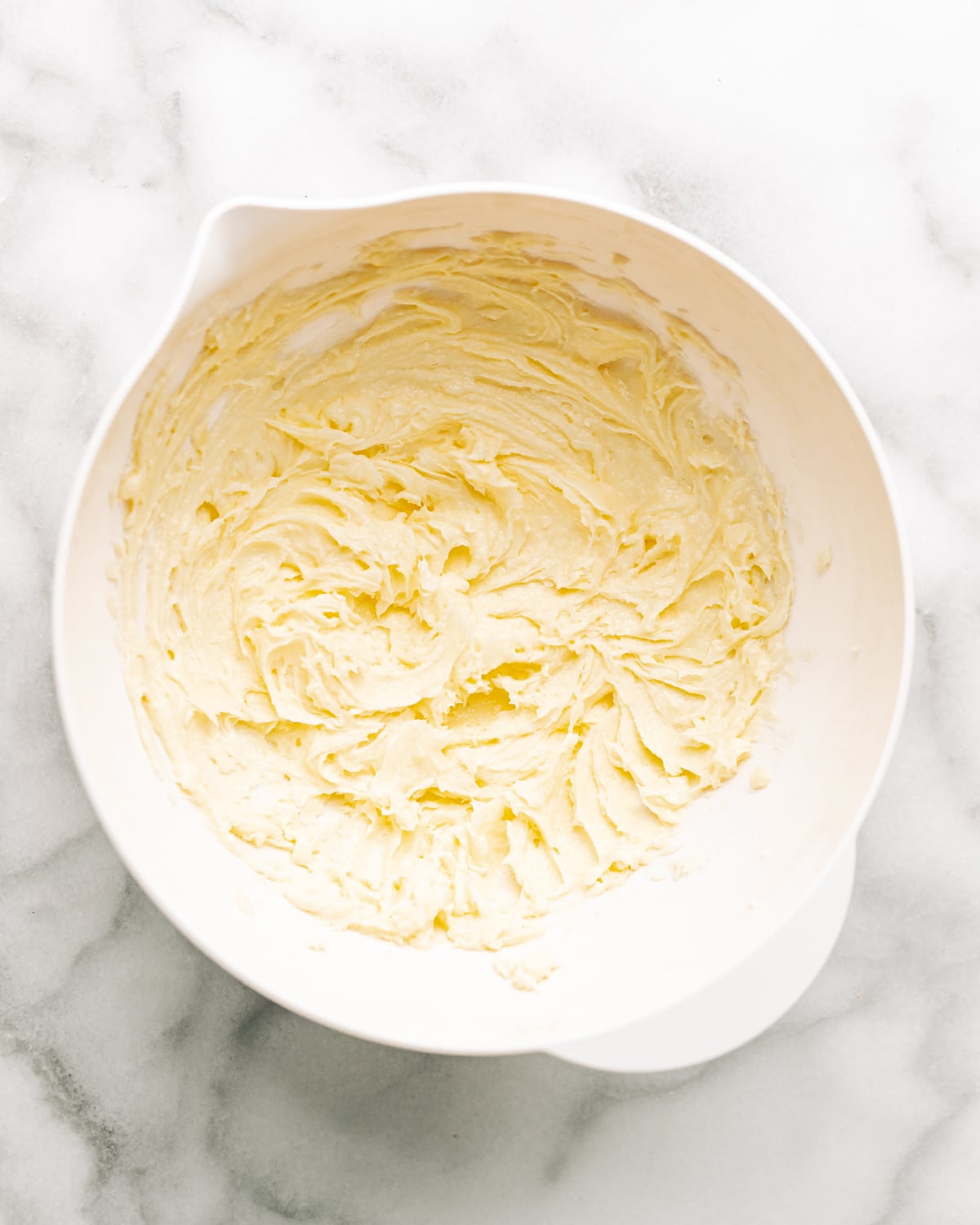 beaten butter and sugar in a mixing bowl.