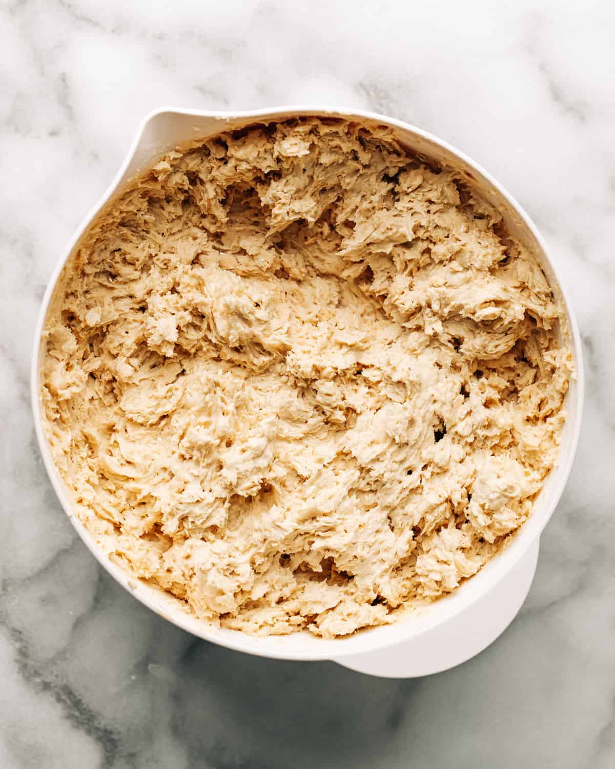oatmeal cookie dough in a mixing bowl.