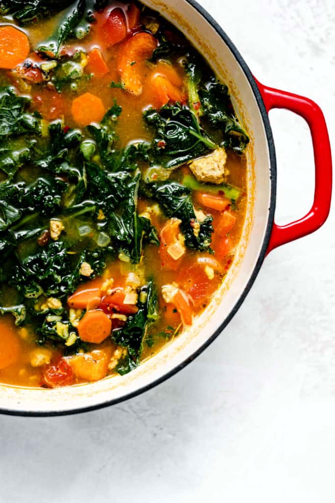 Turkey Kale Soup with Brown Rice - Baked Ambrosia