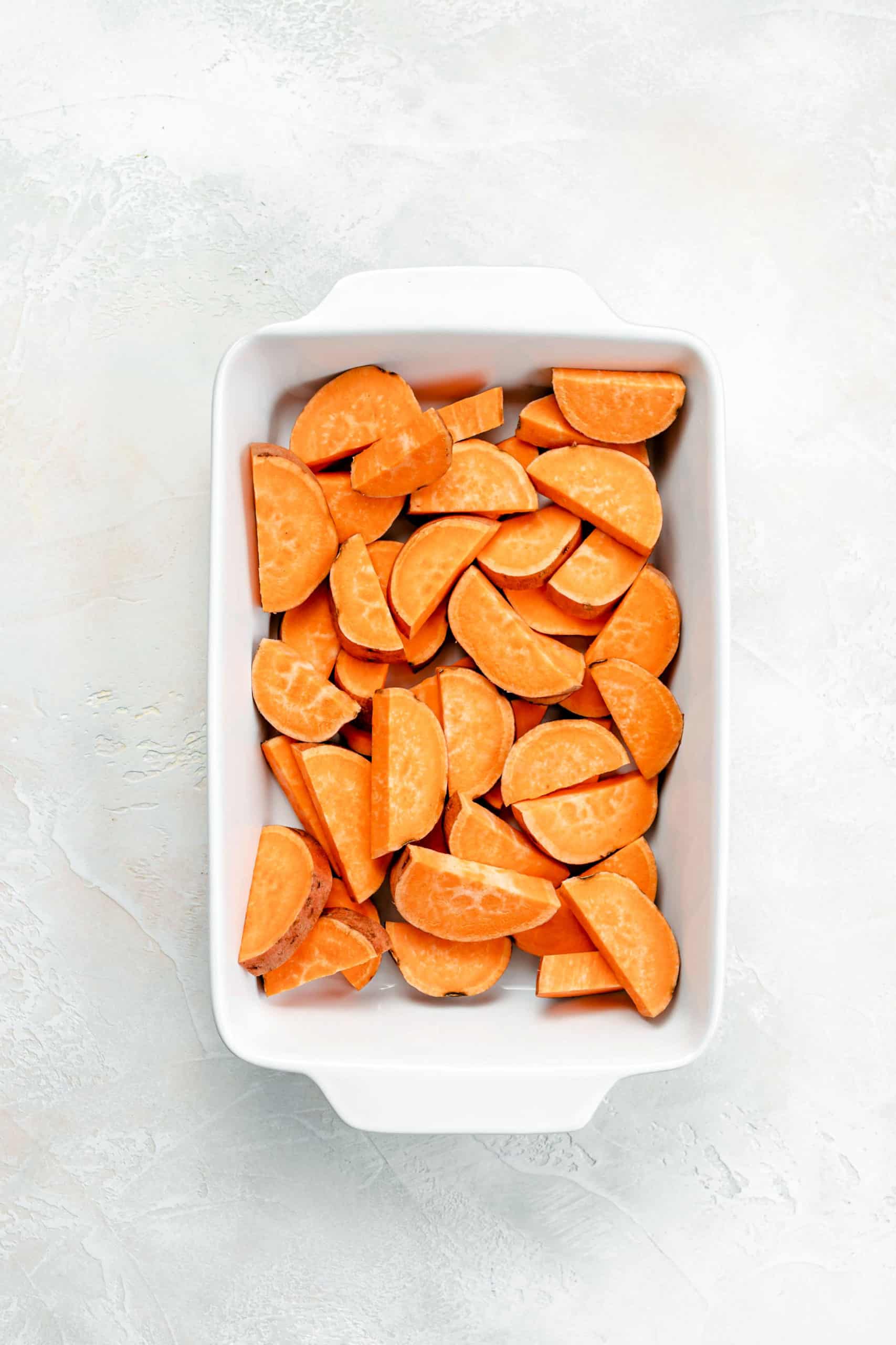 sweet potatoes in roasting pan