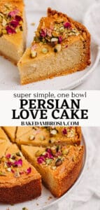 Pinterest pin for Persian love cake recipe.