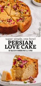 Pinterest pin for Persian love cake recipe.