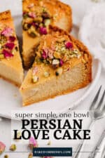 Pinterest pin for Persian love cake recipe.