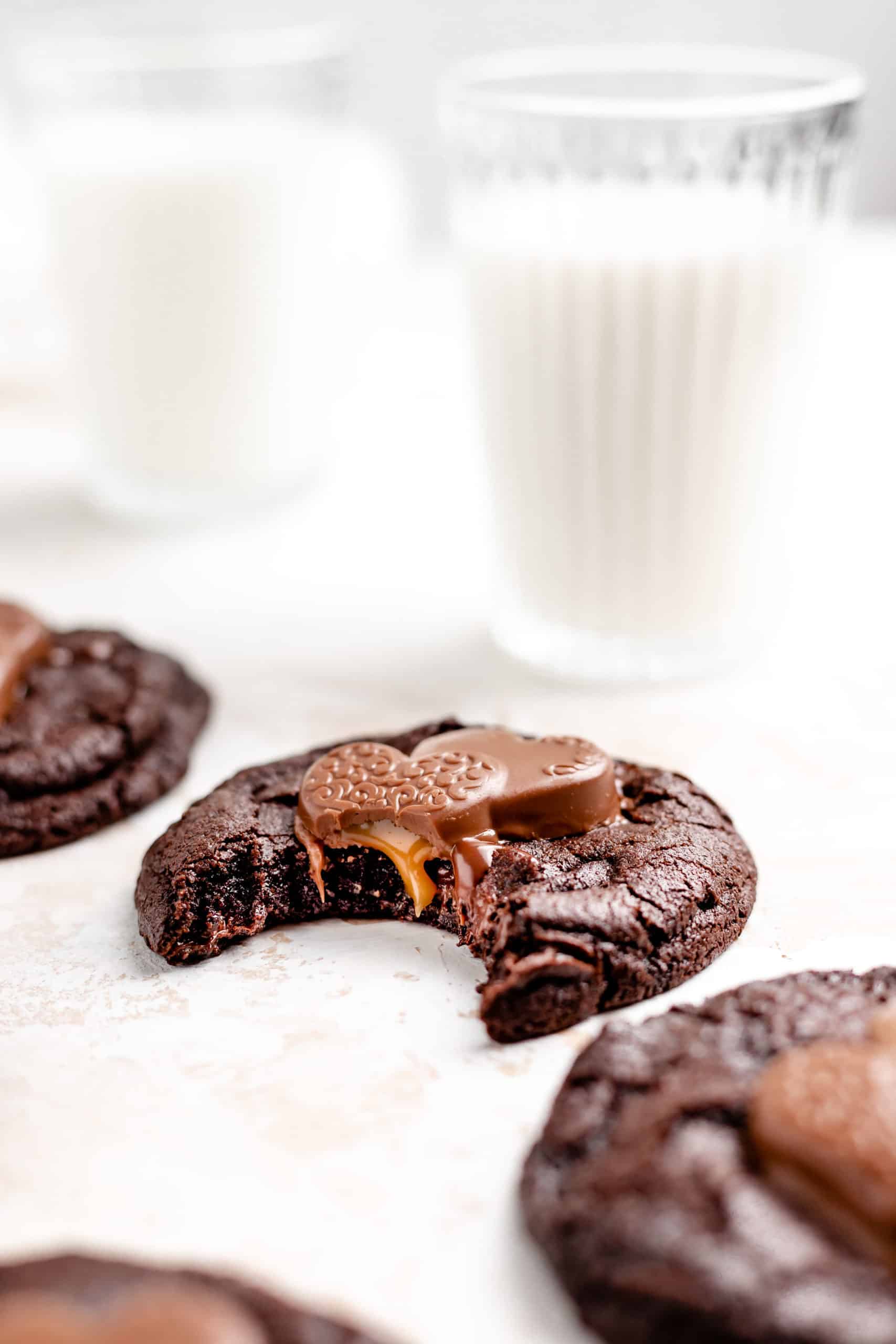 double chocolate cookie with caramel