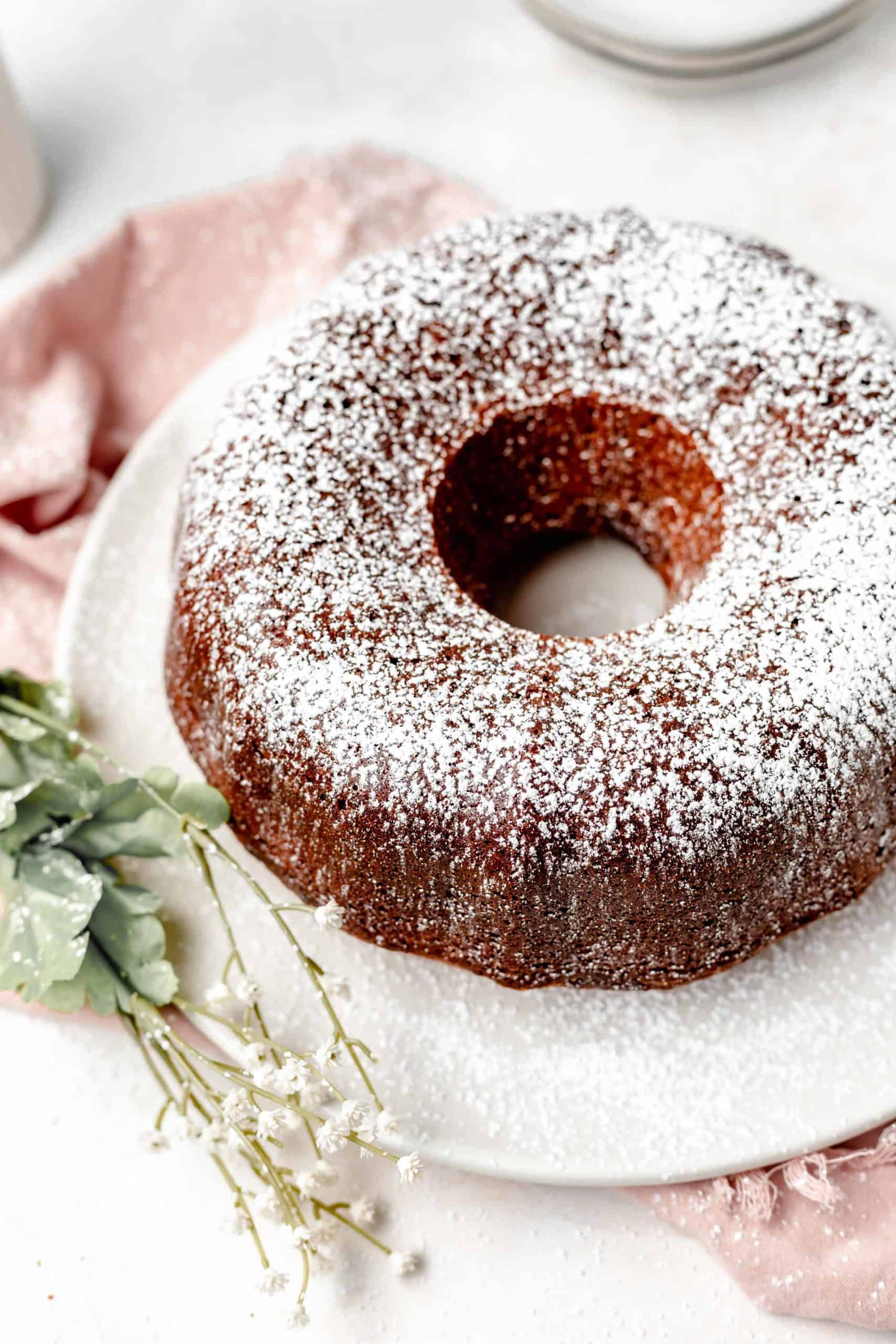 banana bundt cake on a plate