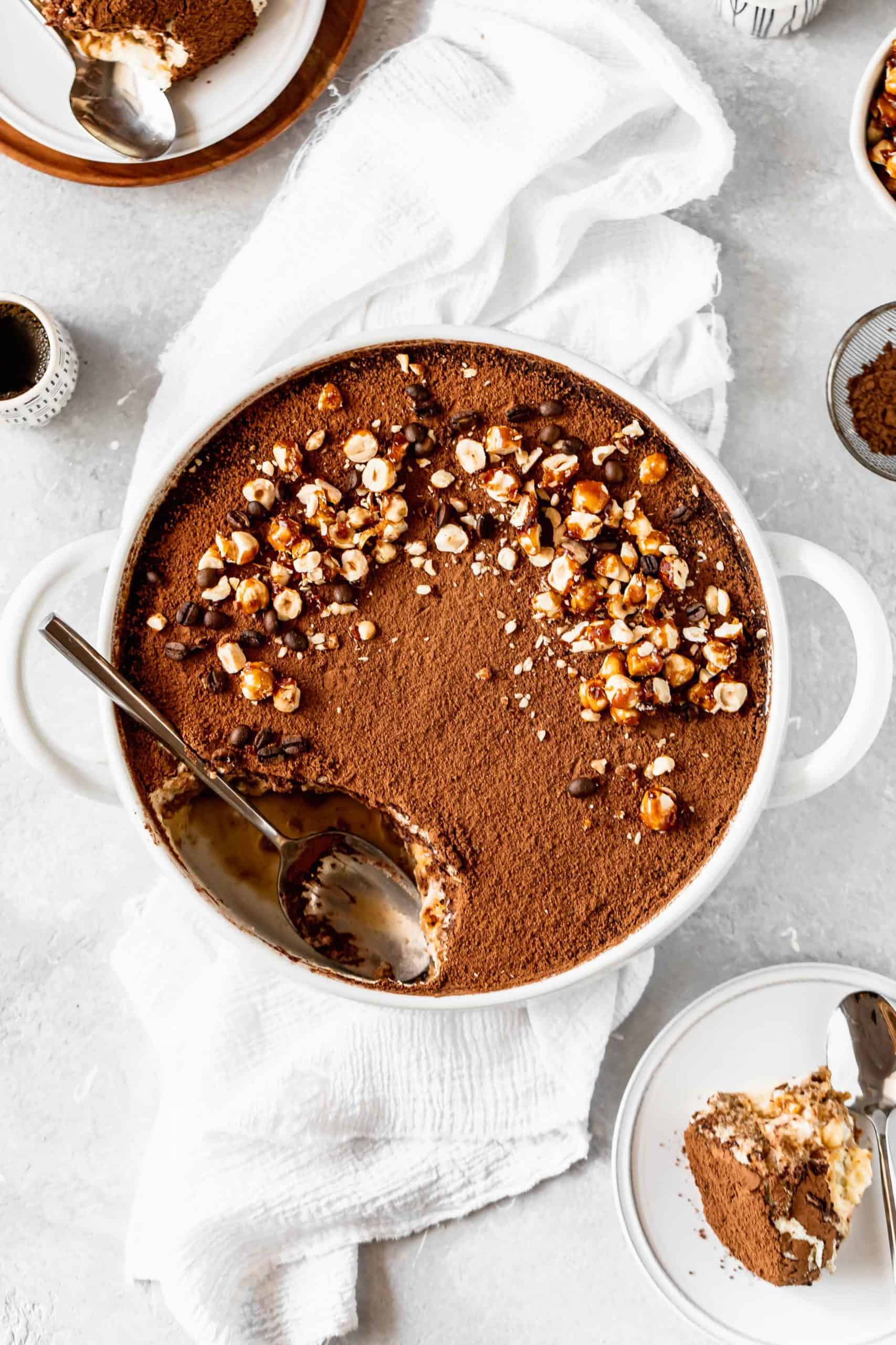 Hazelnut Tiramisu in a dish