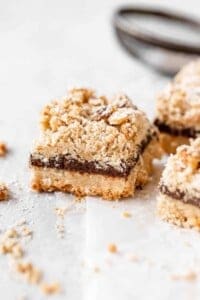 chocolate crumb bars on parchment paper