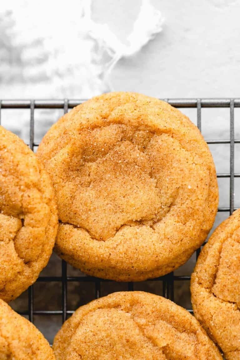 pumpkin snickerdoodles on a wire rack