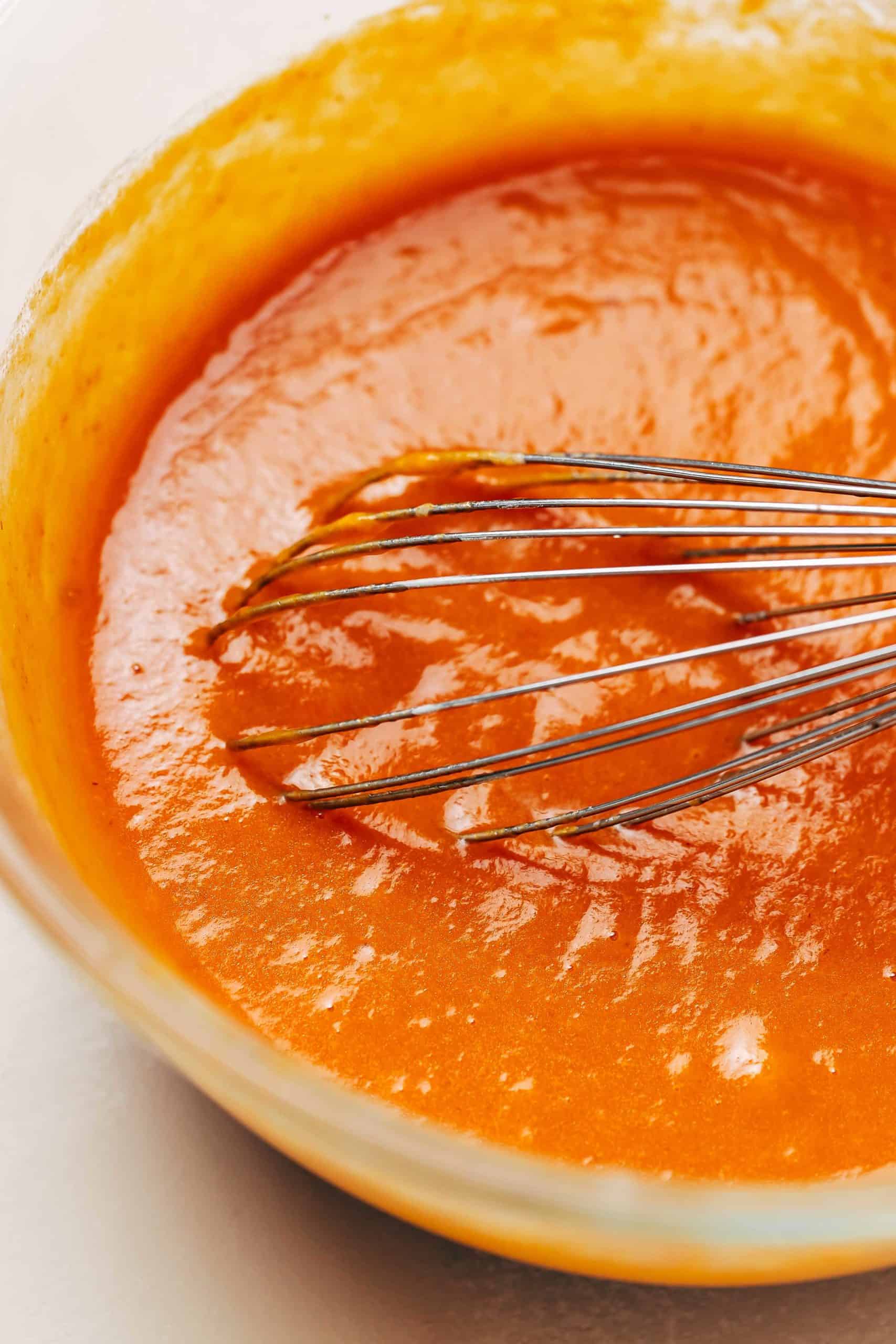 pumpkin cake batter in a bowl