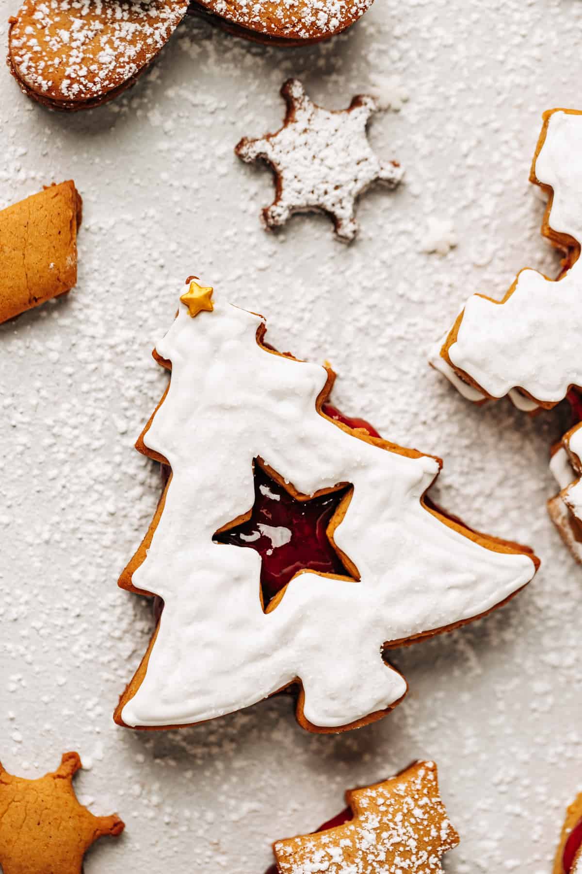 gingerbread linzer cookies.