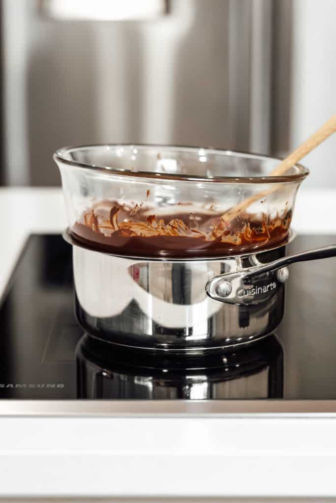 melted chocolate on double boiler