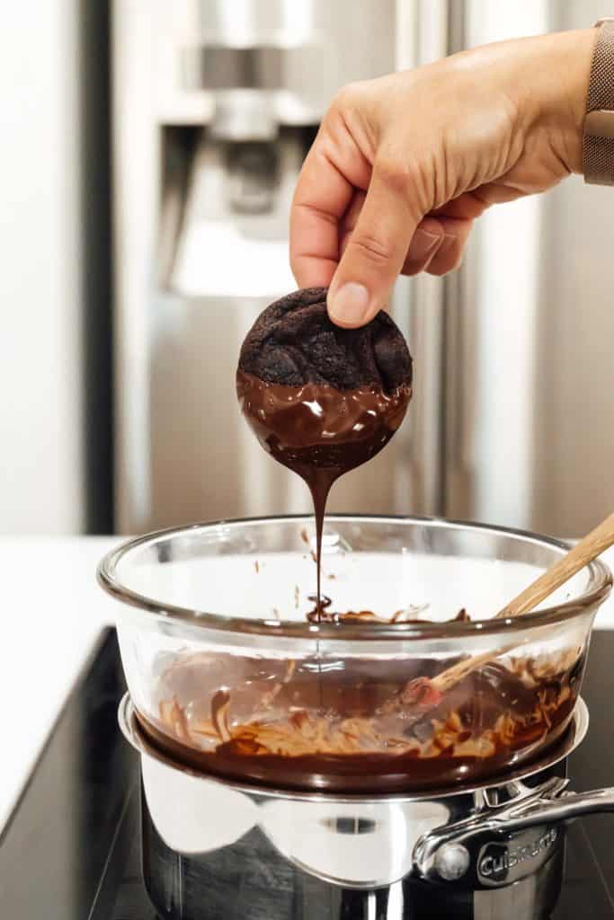 chocolate cookie dipped in chocolate