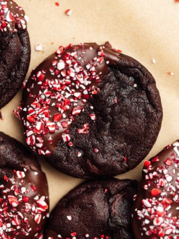 peppermint mocha cookie on parchment paper