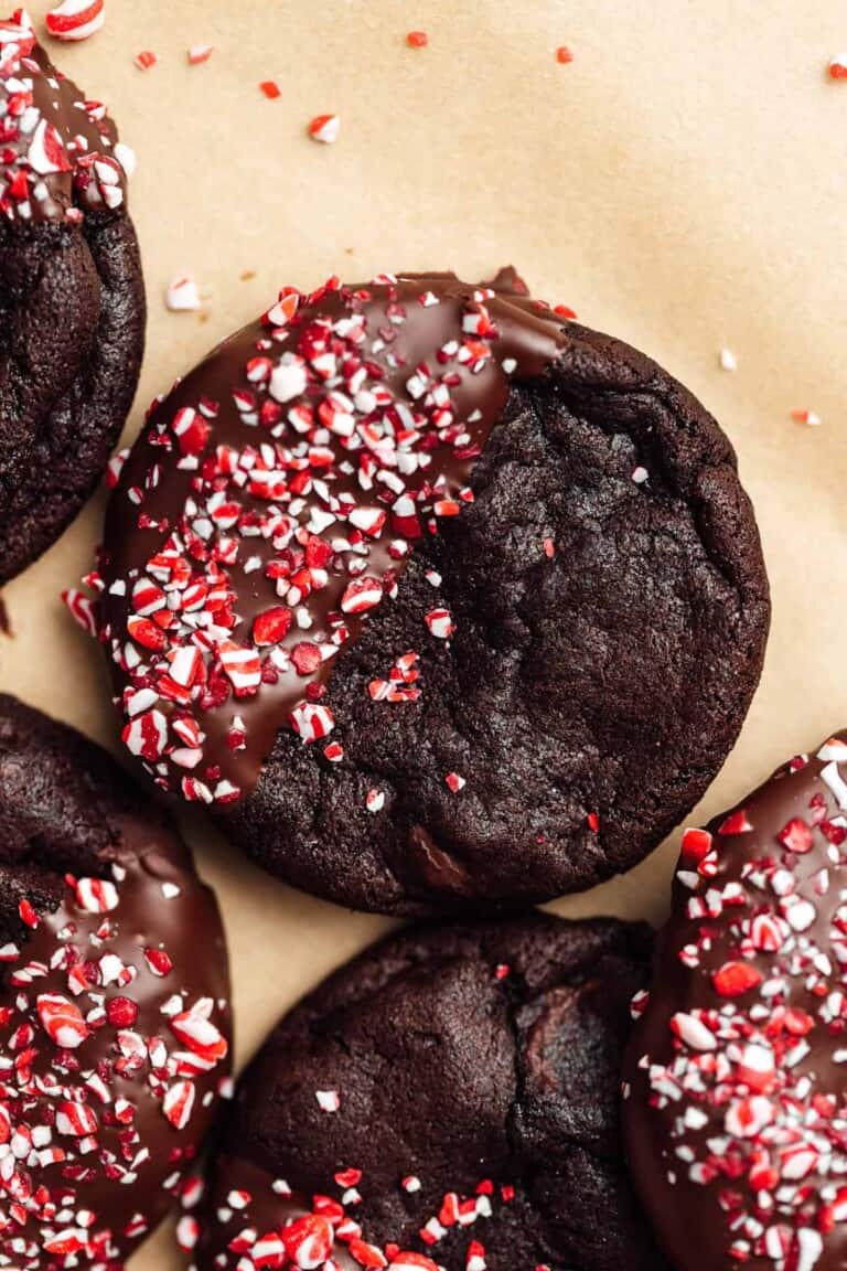 peppermint mocha cookie on parchment paper