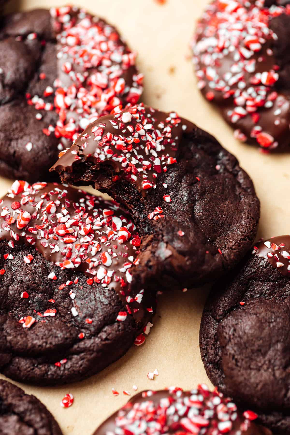 Bite shot of a peppermint mocha cookies