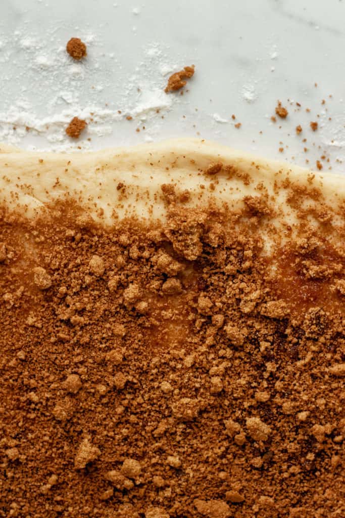 cinnamon sugar on dough