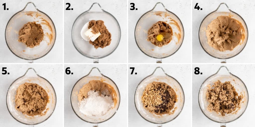 step by step directions to make chocolate chip walnut cookies