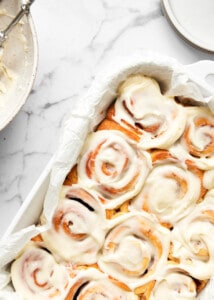 cinnamon rolls with cream cheese icing.