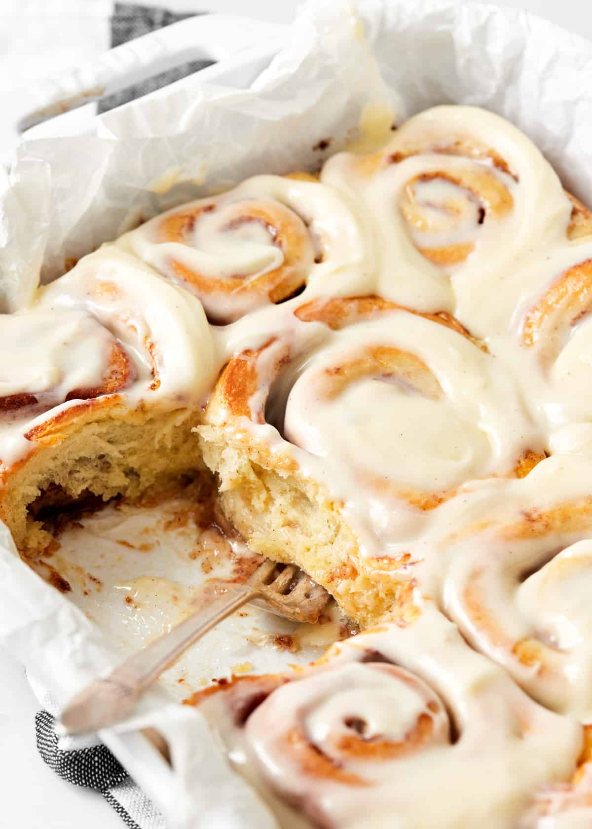 cinnamon rolls with cream cheese icing.