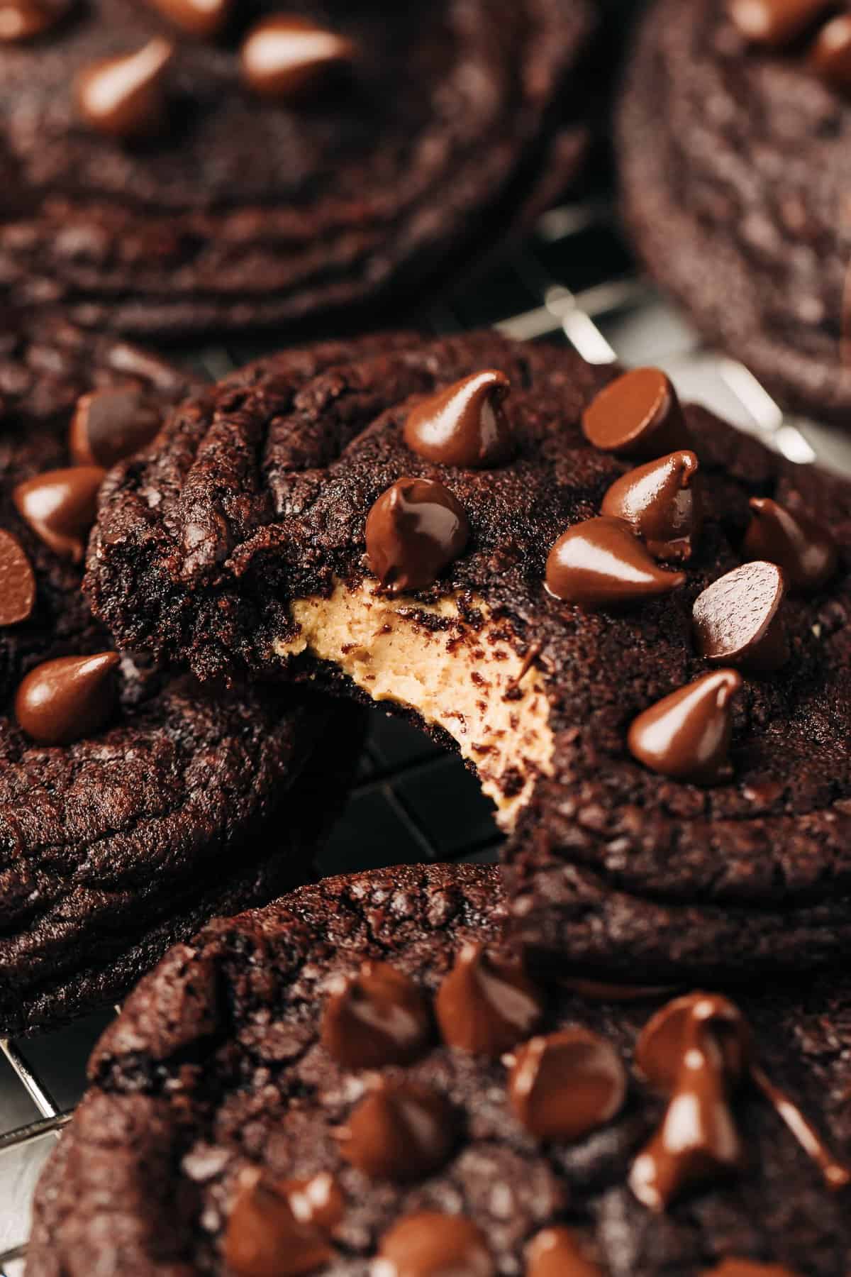 peanut butter stuffed chocolate cookies