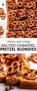 Pinterest pin for salted caramel blondie recipe.