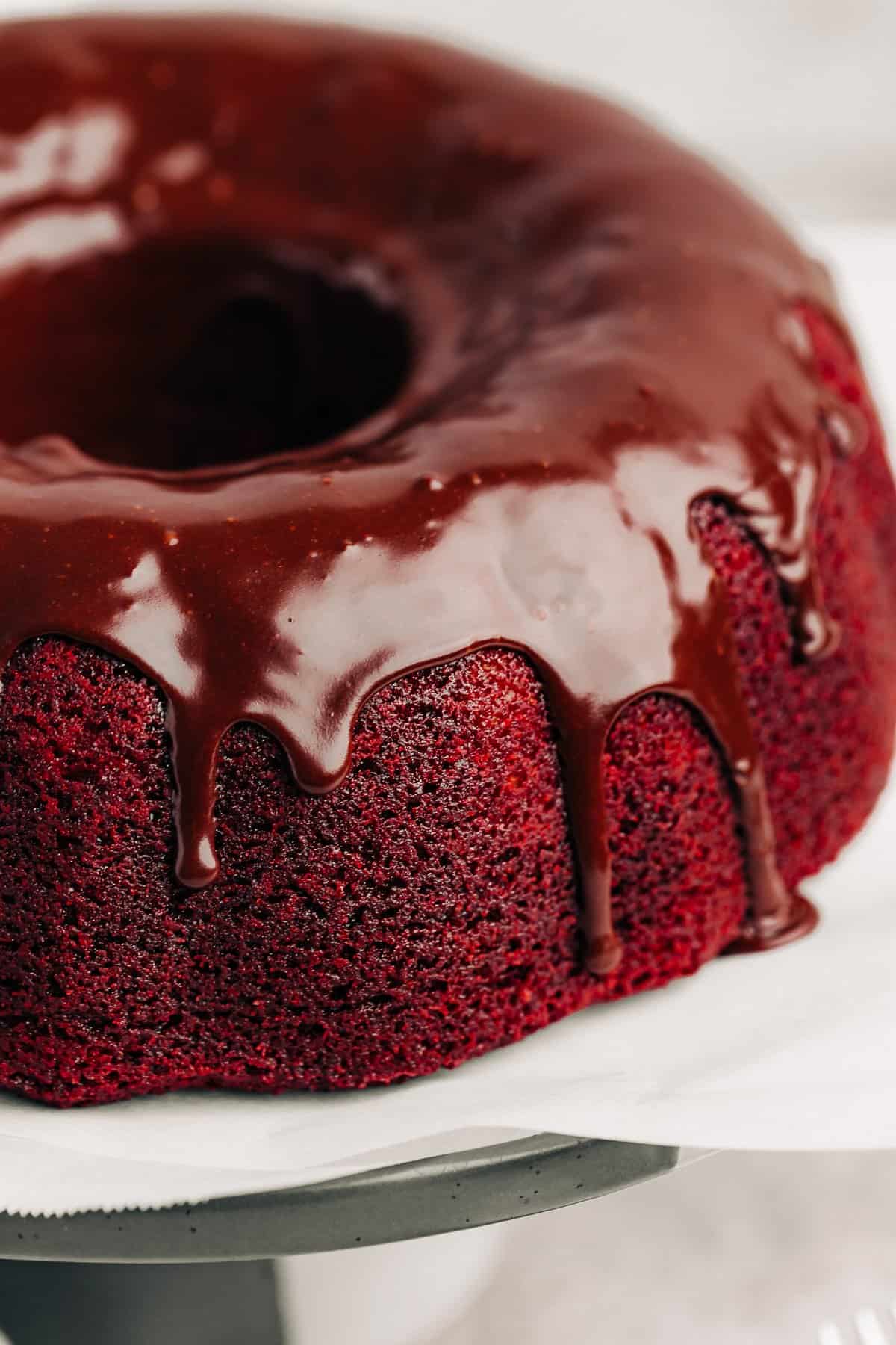 Red Velvet Bundt Cake with nutella glaze