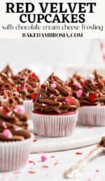 Red velvet cupcake recipe pin.