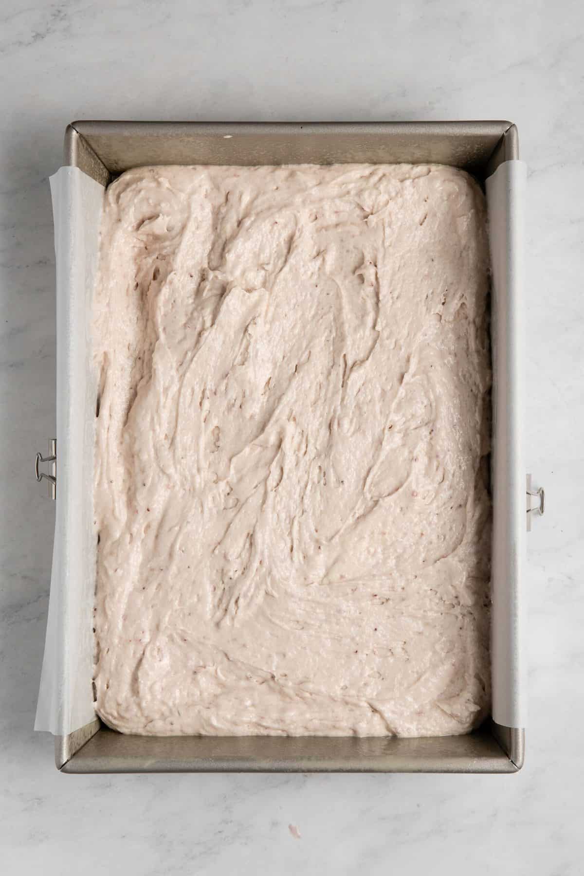 Fresh Strawberry Sheet Cake in pan.