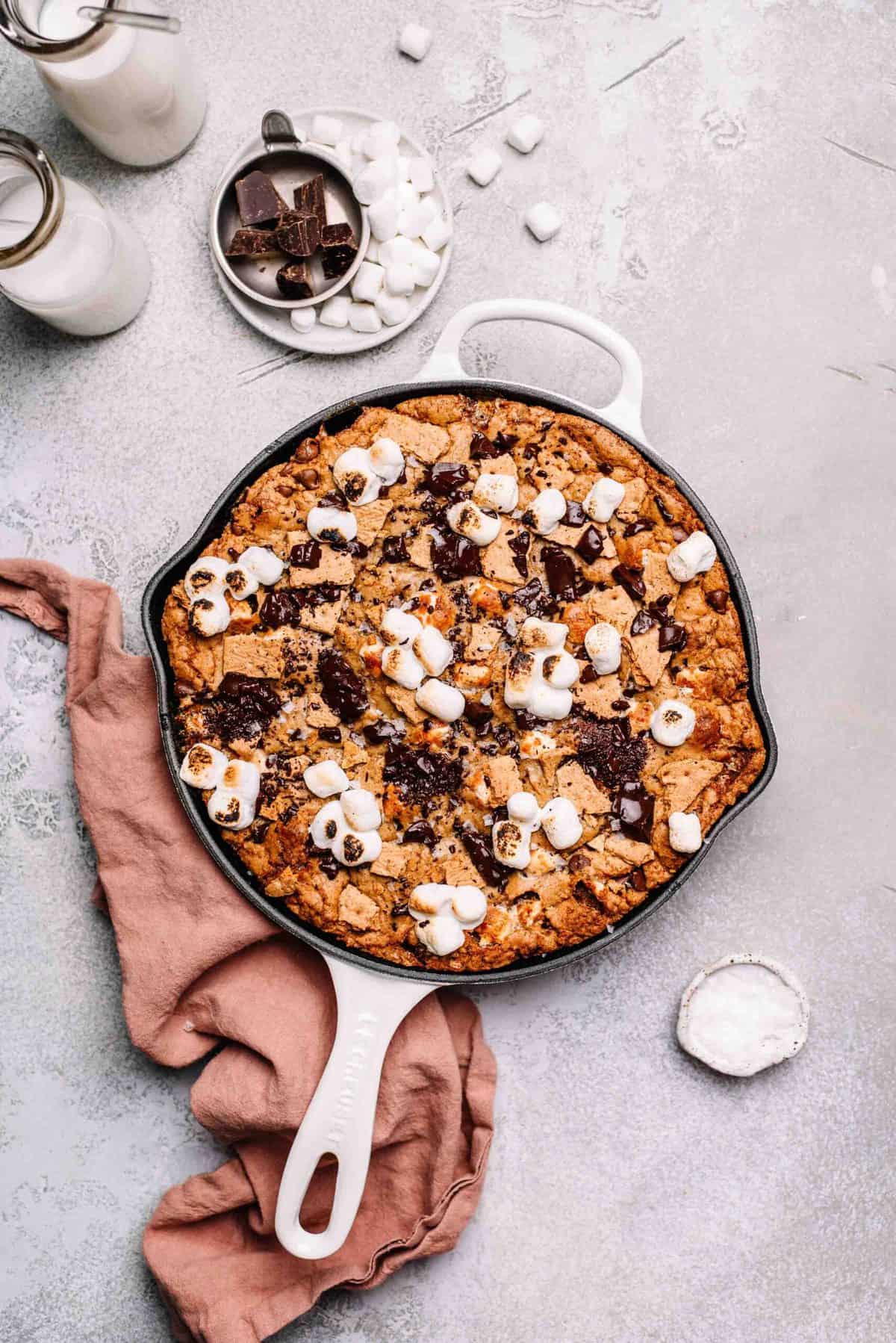 S'mores skillet cookie.