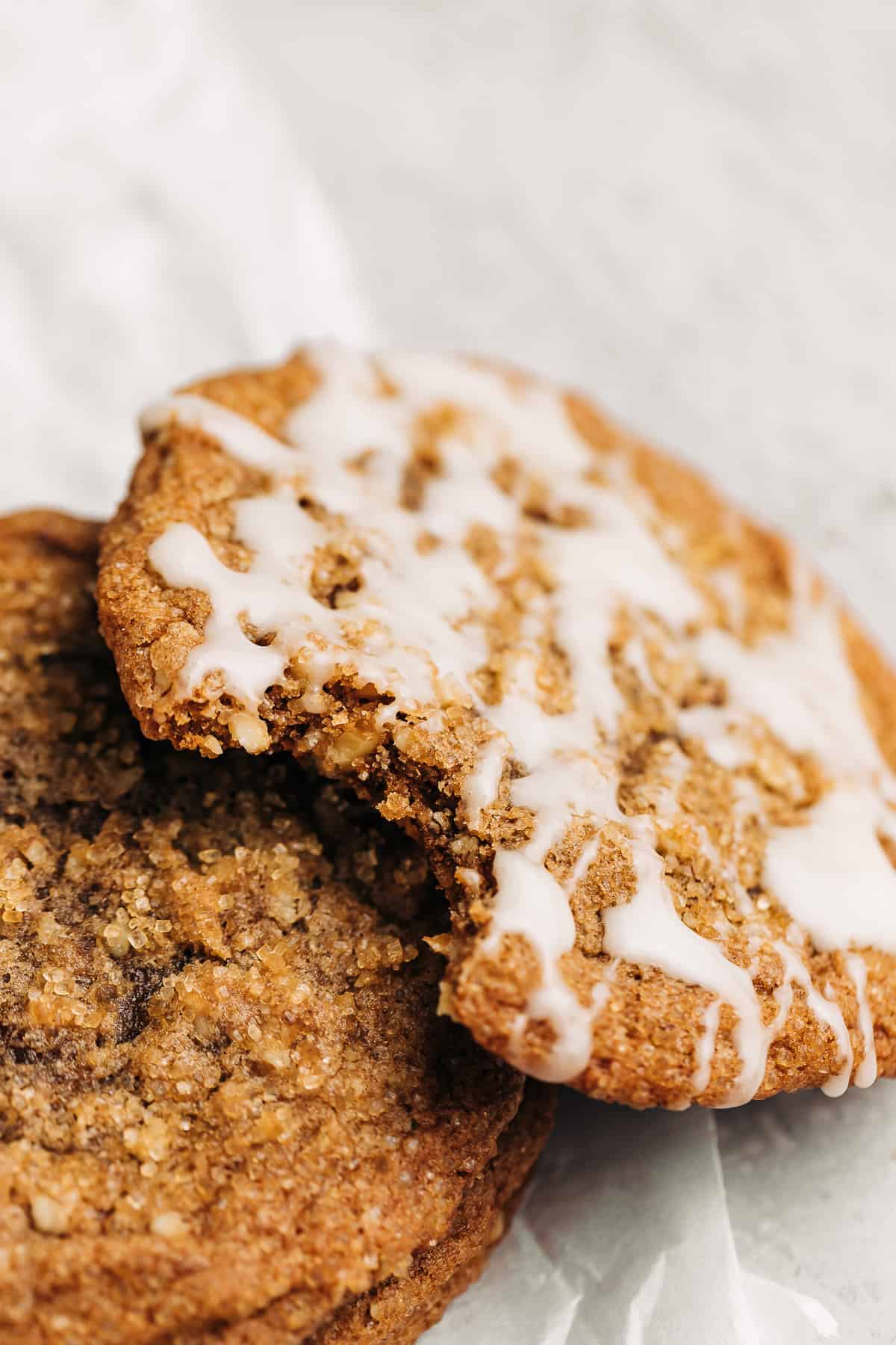 spice cookie with a bite taken out of it.