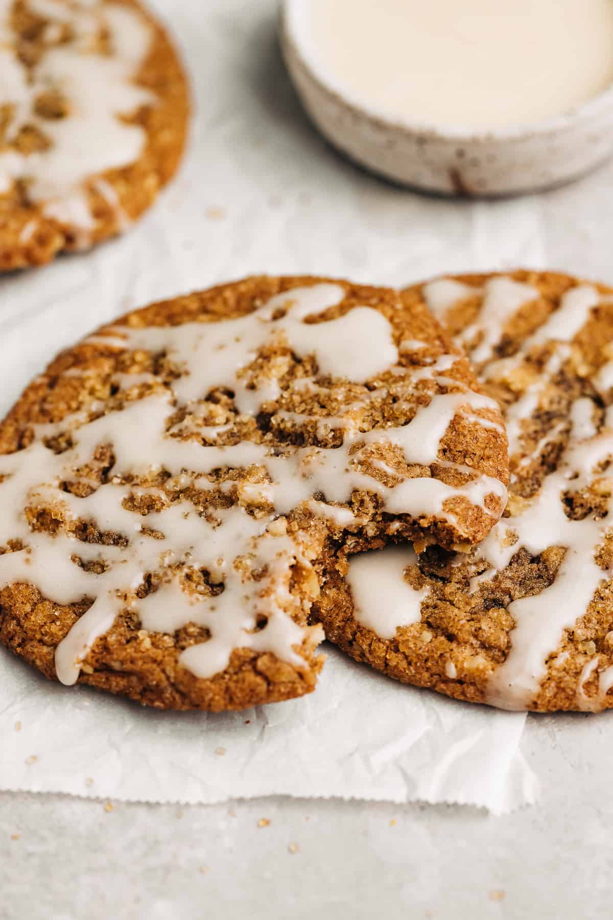 spice cookie with a bite taken out of it.