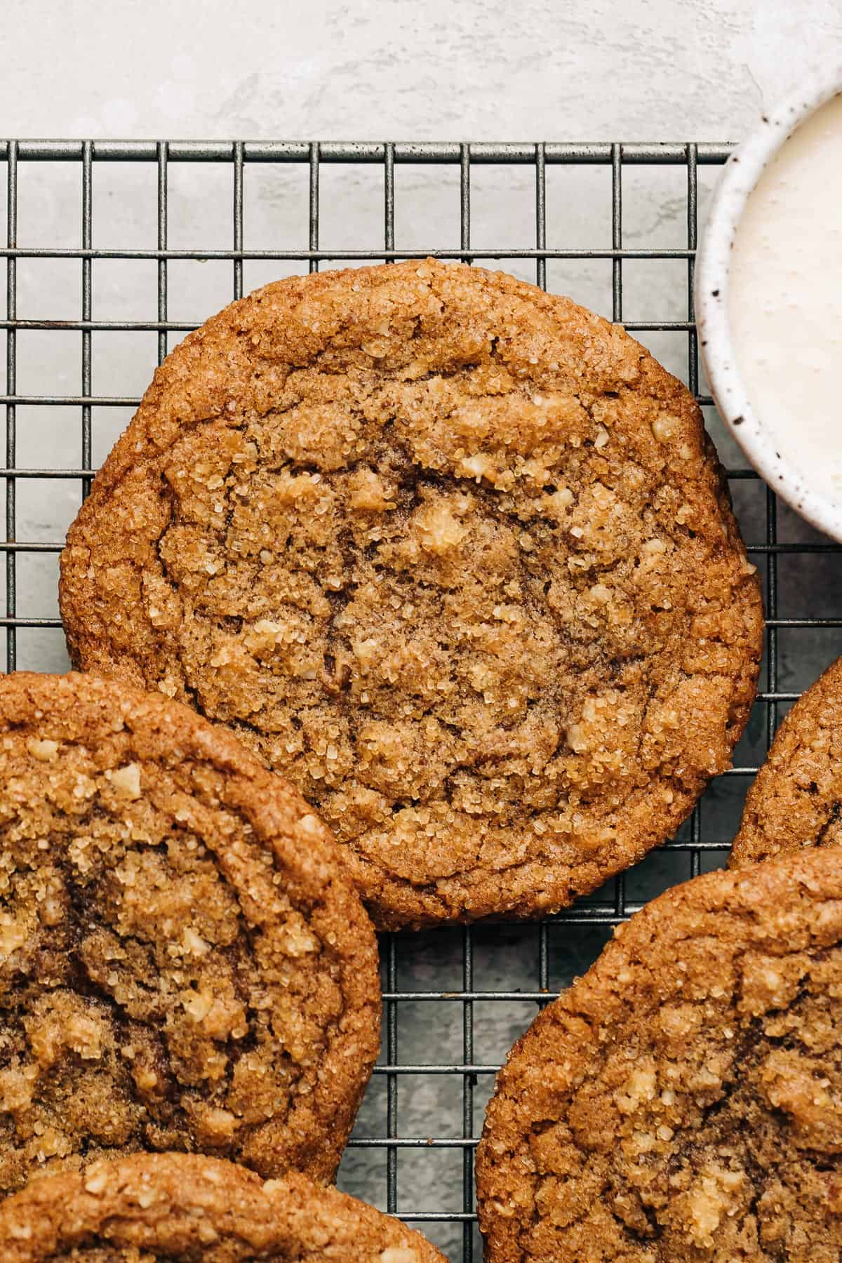 spice cookies on a wire rack.