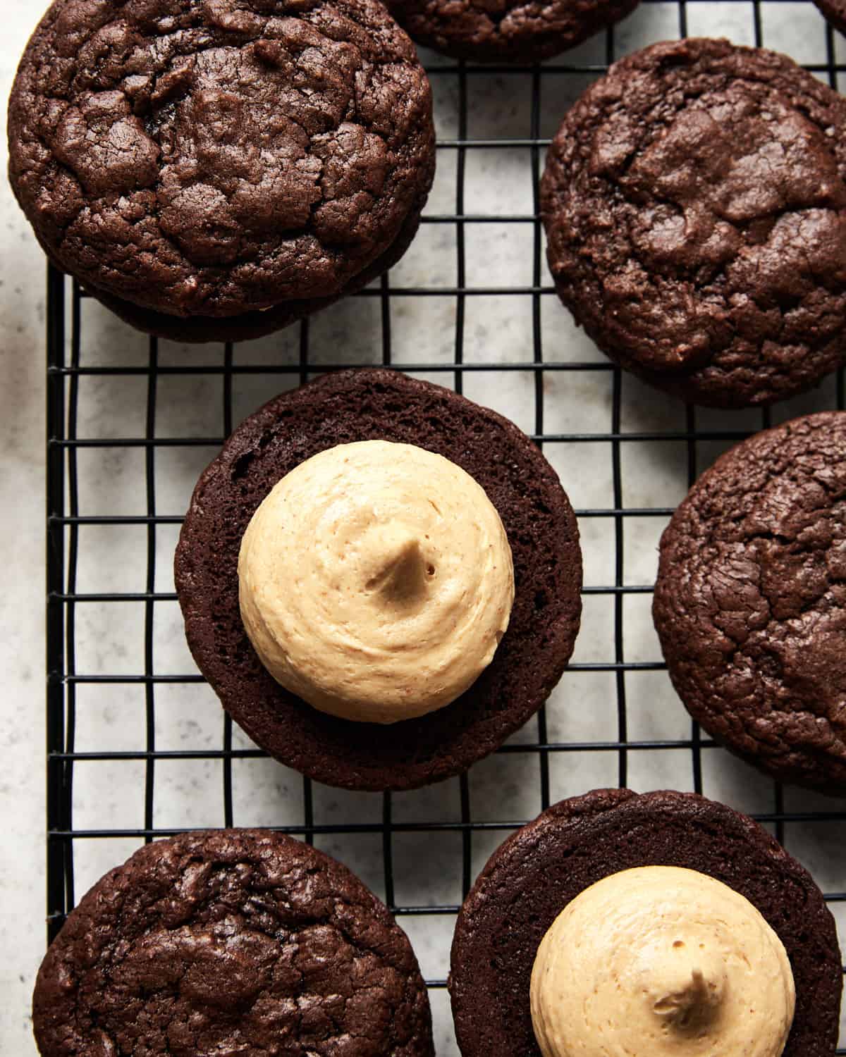 peanut butter filled brownie cookies.