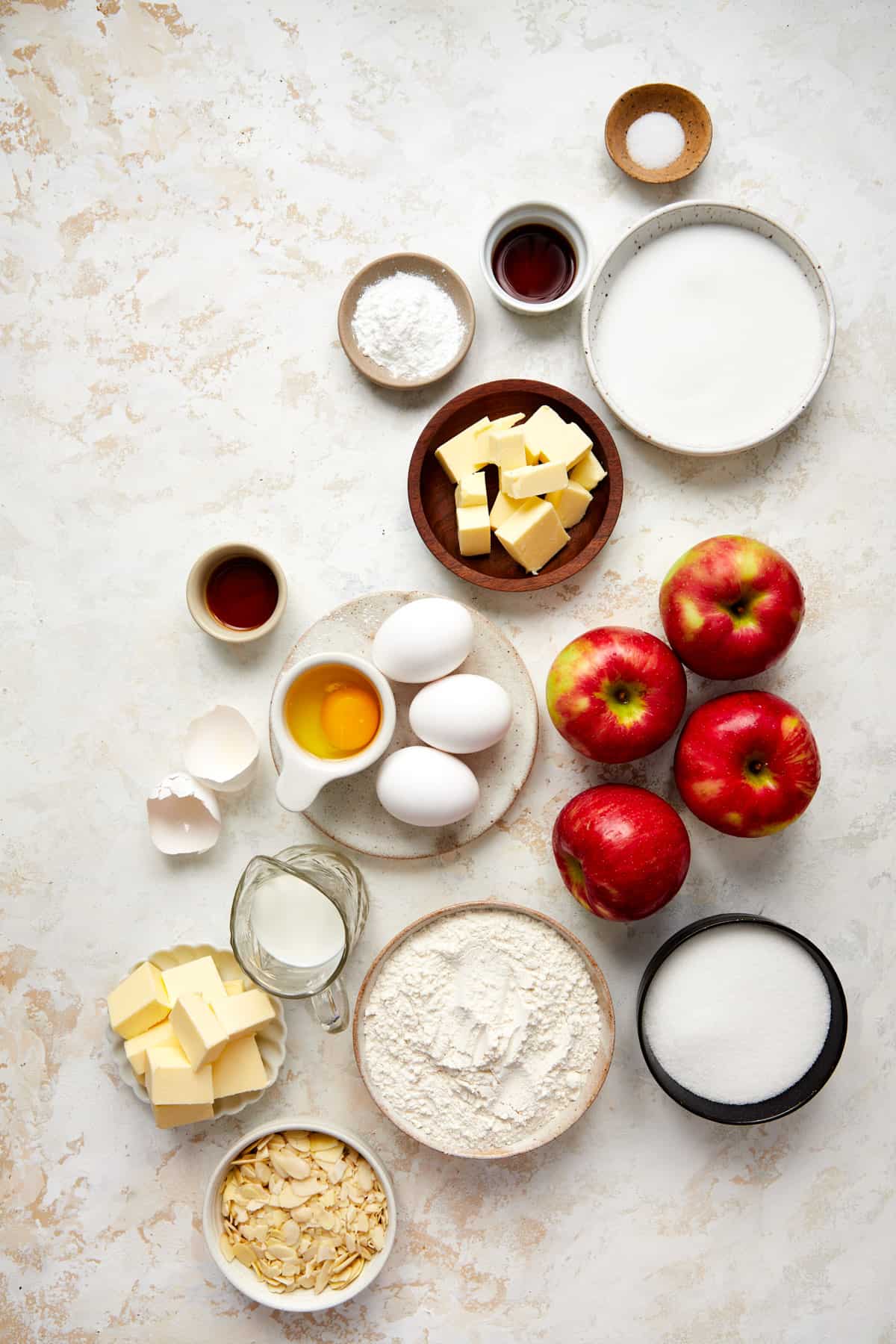 French apple cake ingredients.