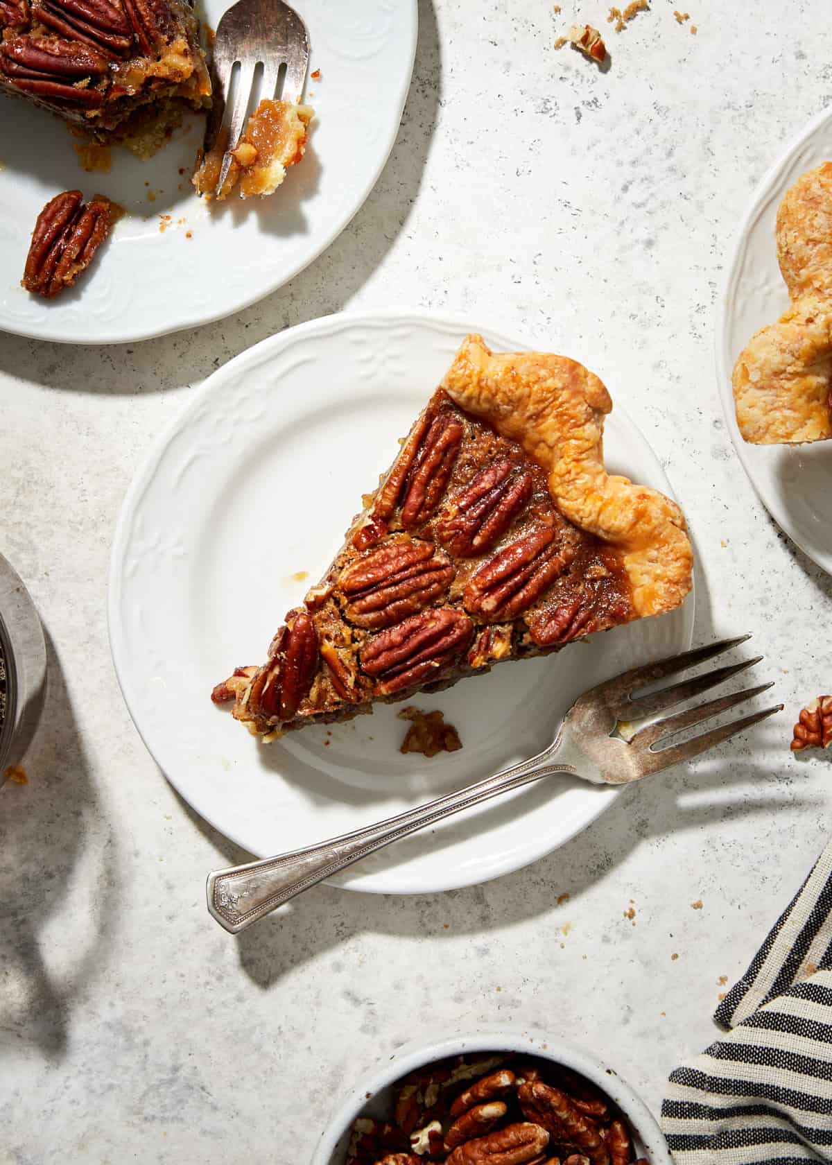 slice of honey pecan pie.