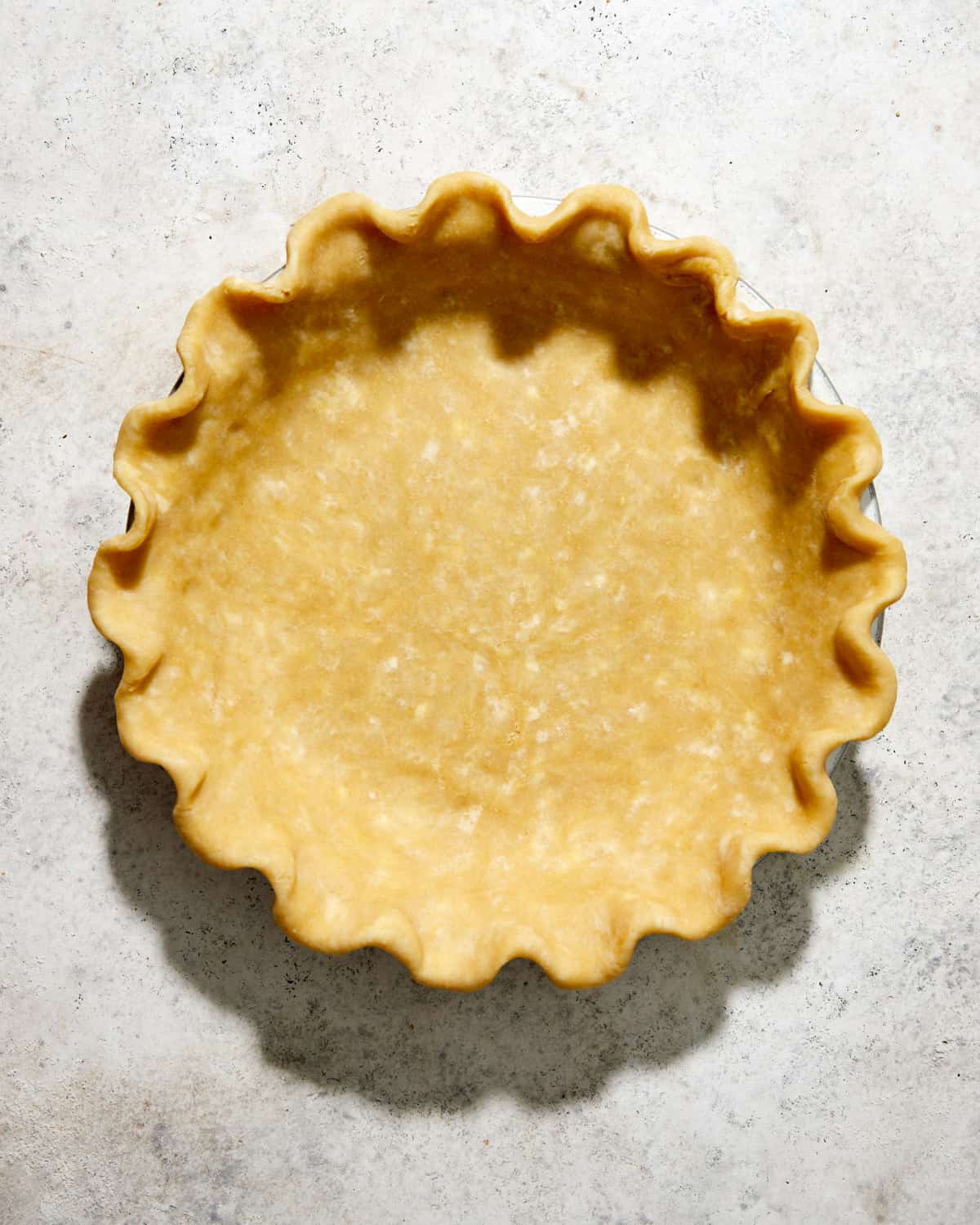 pie crust in a pie pan.