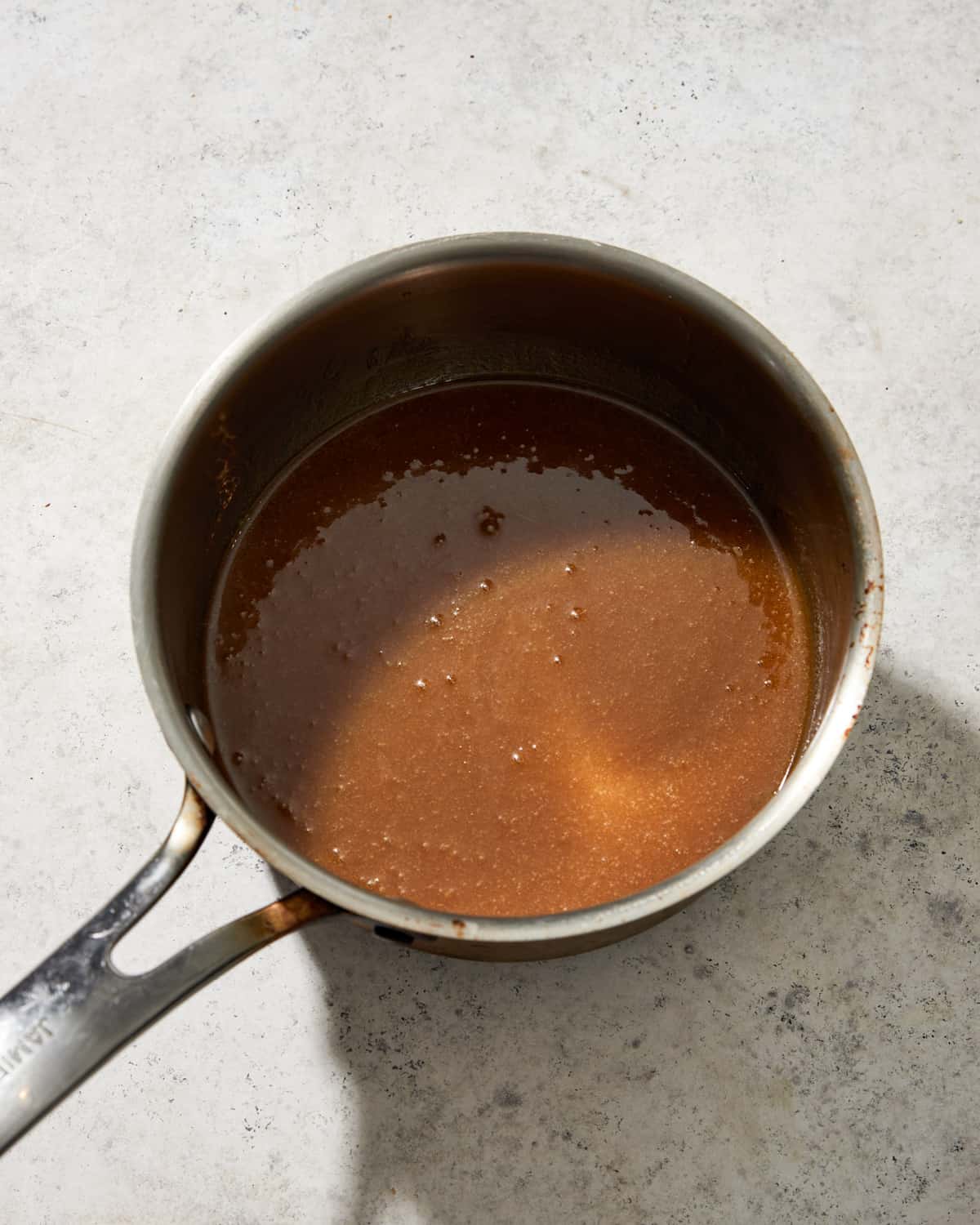 melted brown sugar, butter, and honey in a saucepan.