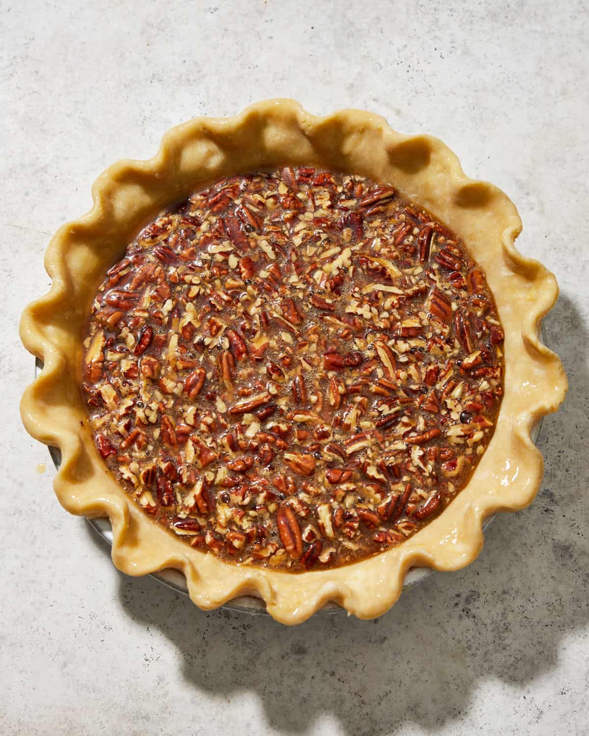 unbaked pecan pie.