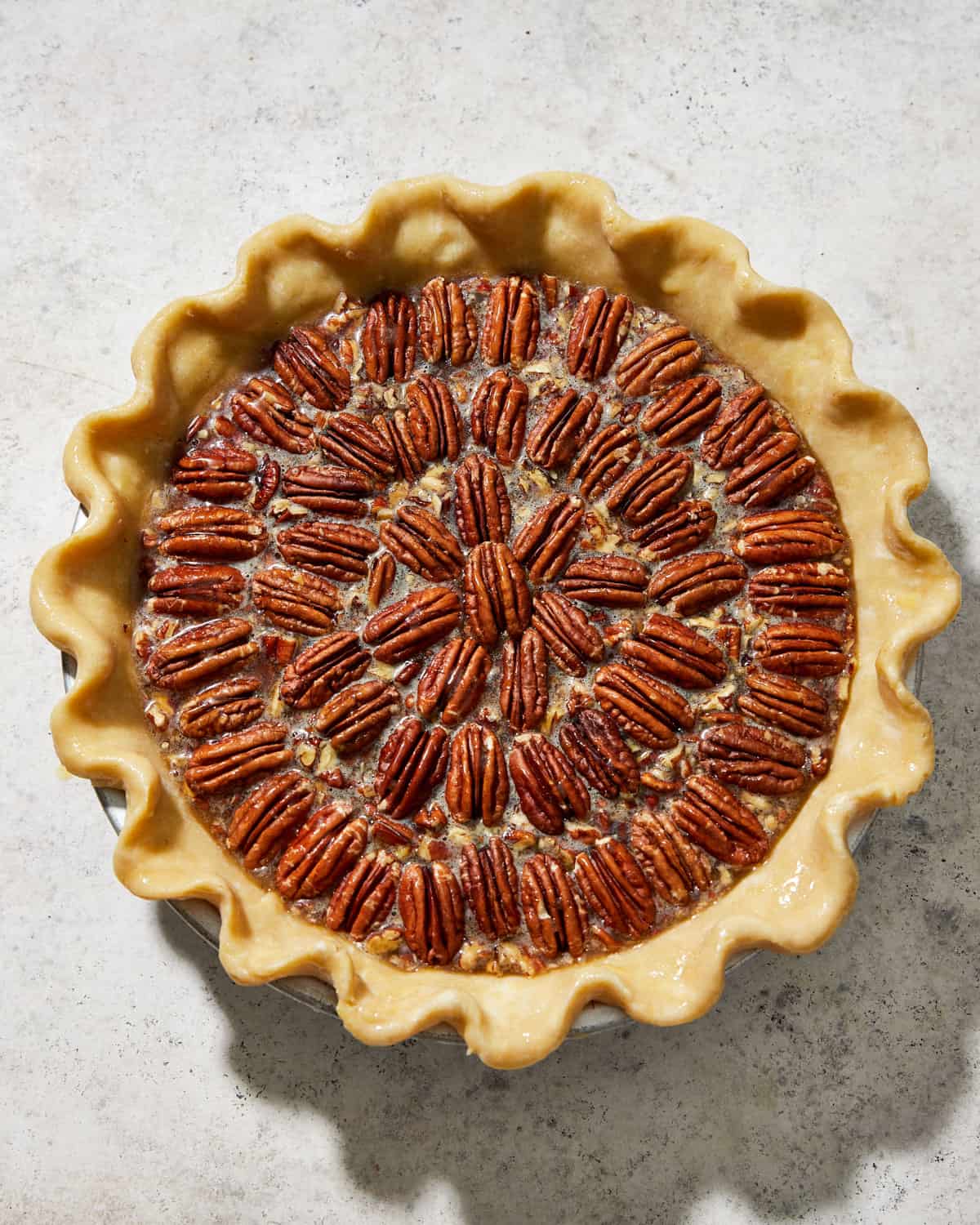 unbaked pecan pie.