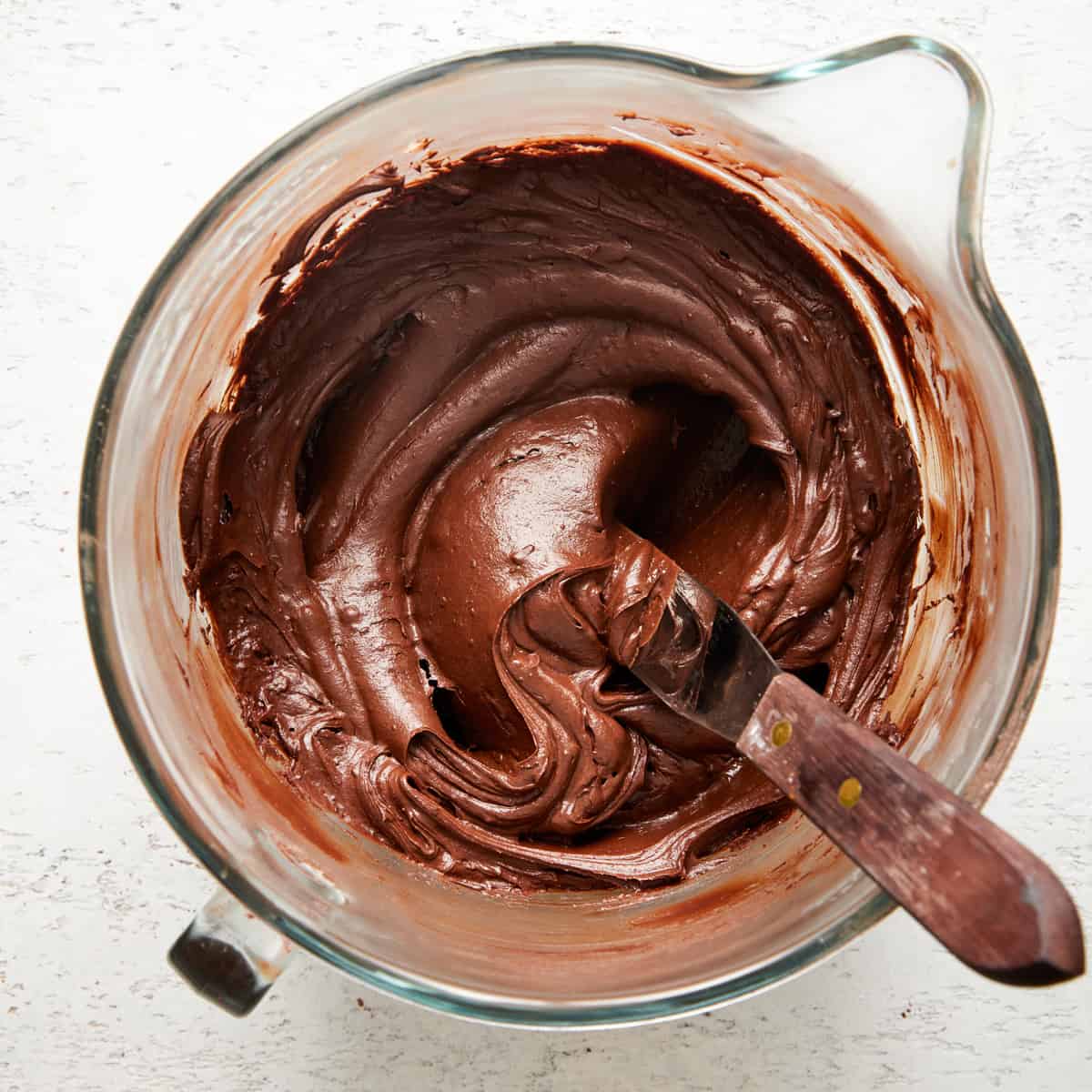 fudge frosting in a bowl.