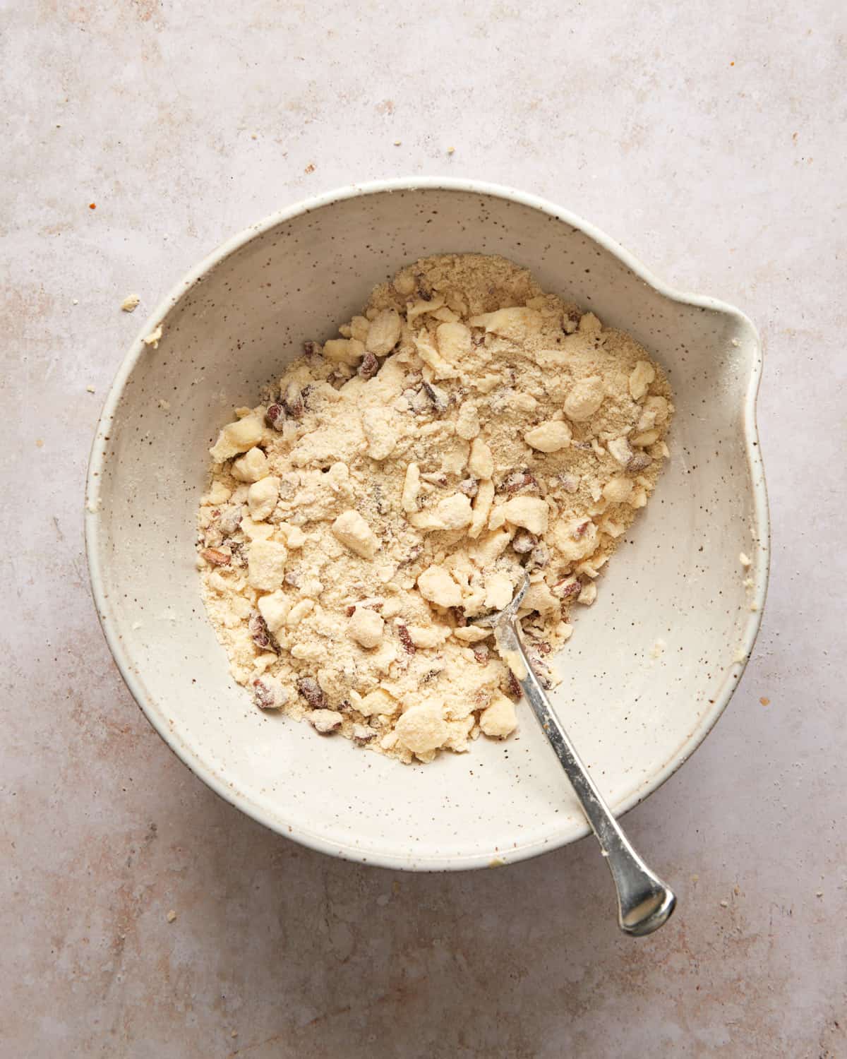 streusel in a mixing bowl.