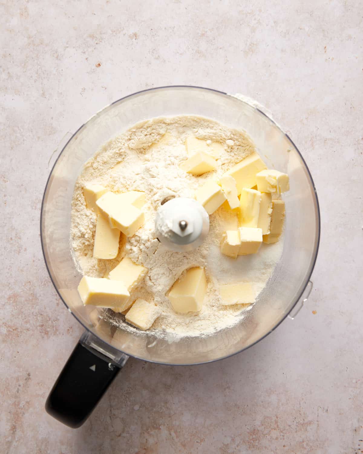 flour and butter in a food processor.