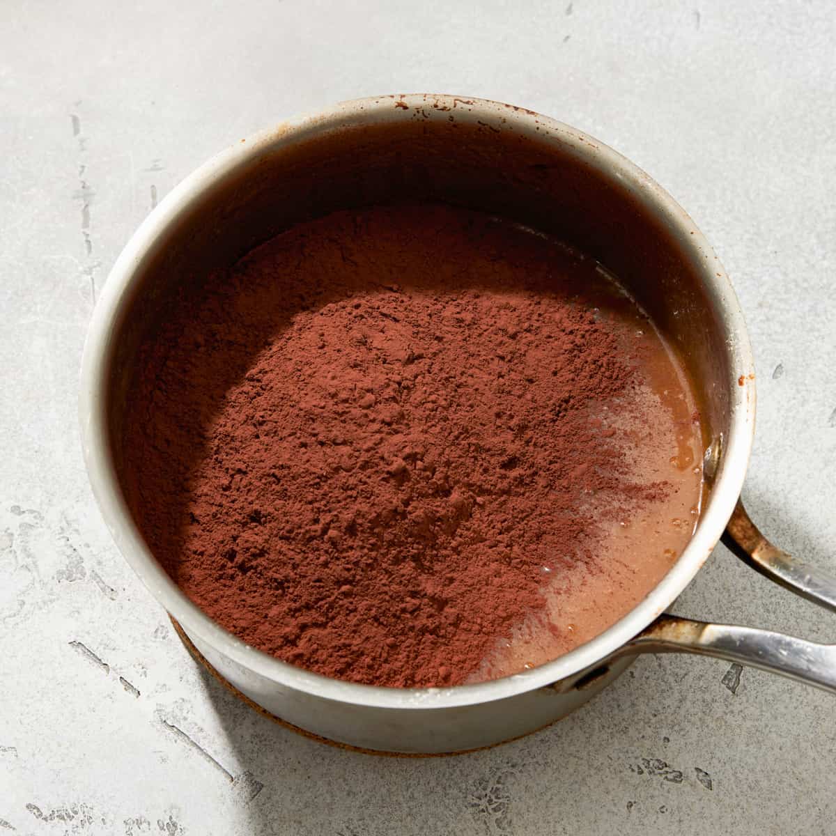 butter mixture with cocoa powder.