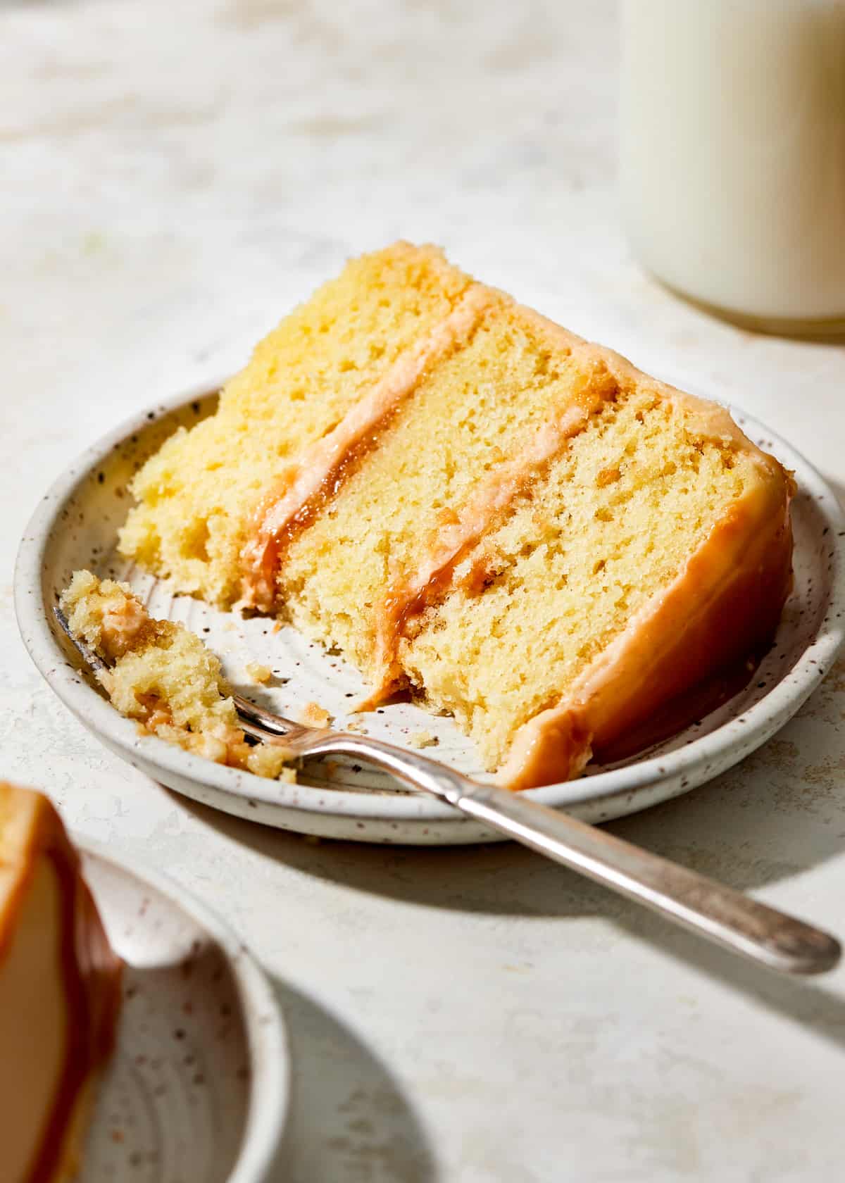 slice of salted caramel cake.