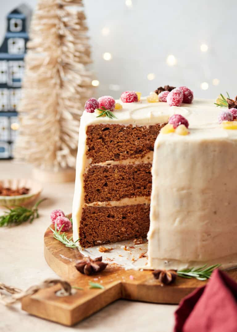 gingerbread cake with cream cheese frosting.