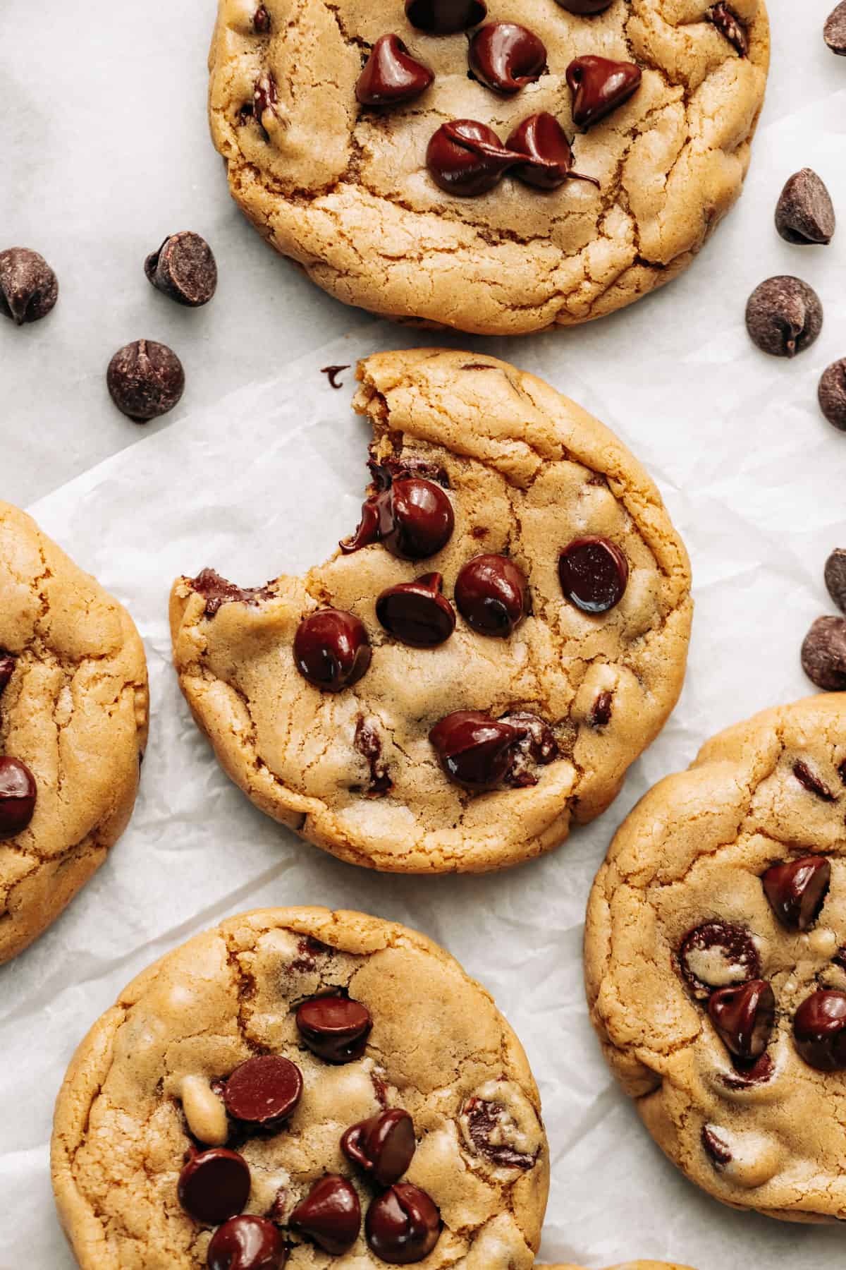 top down view of Butterless Chocolate Chip Cookies.