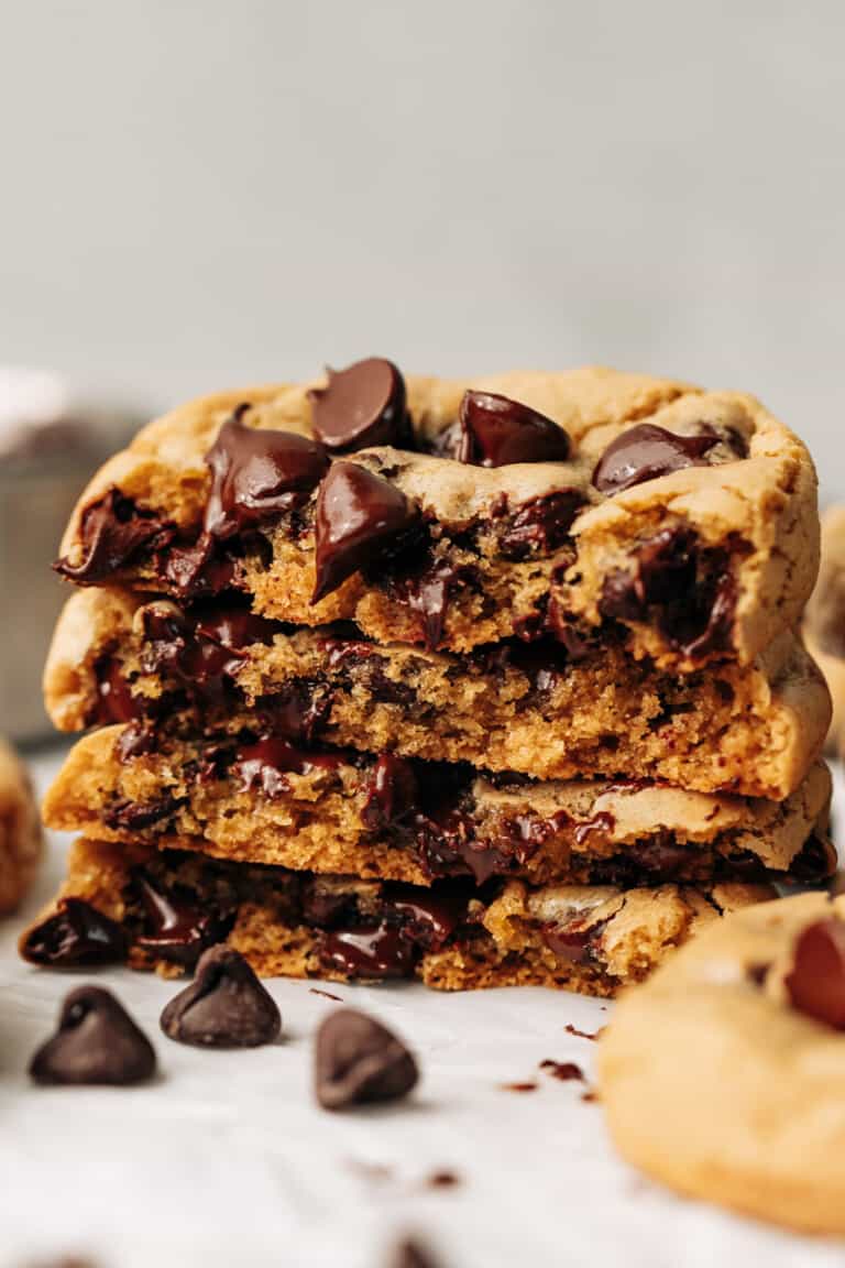 stack of Butterless Chocolate Chip Cookies.