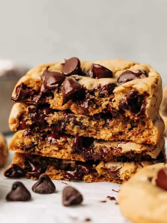 stack of Butterless Chocolate Chip Cookies.